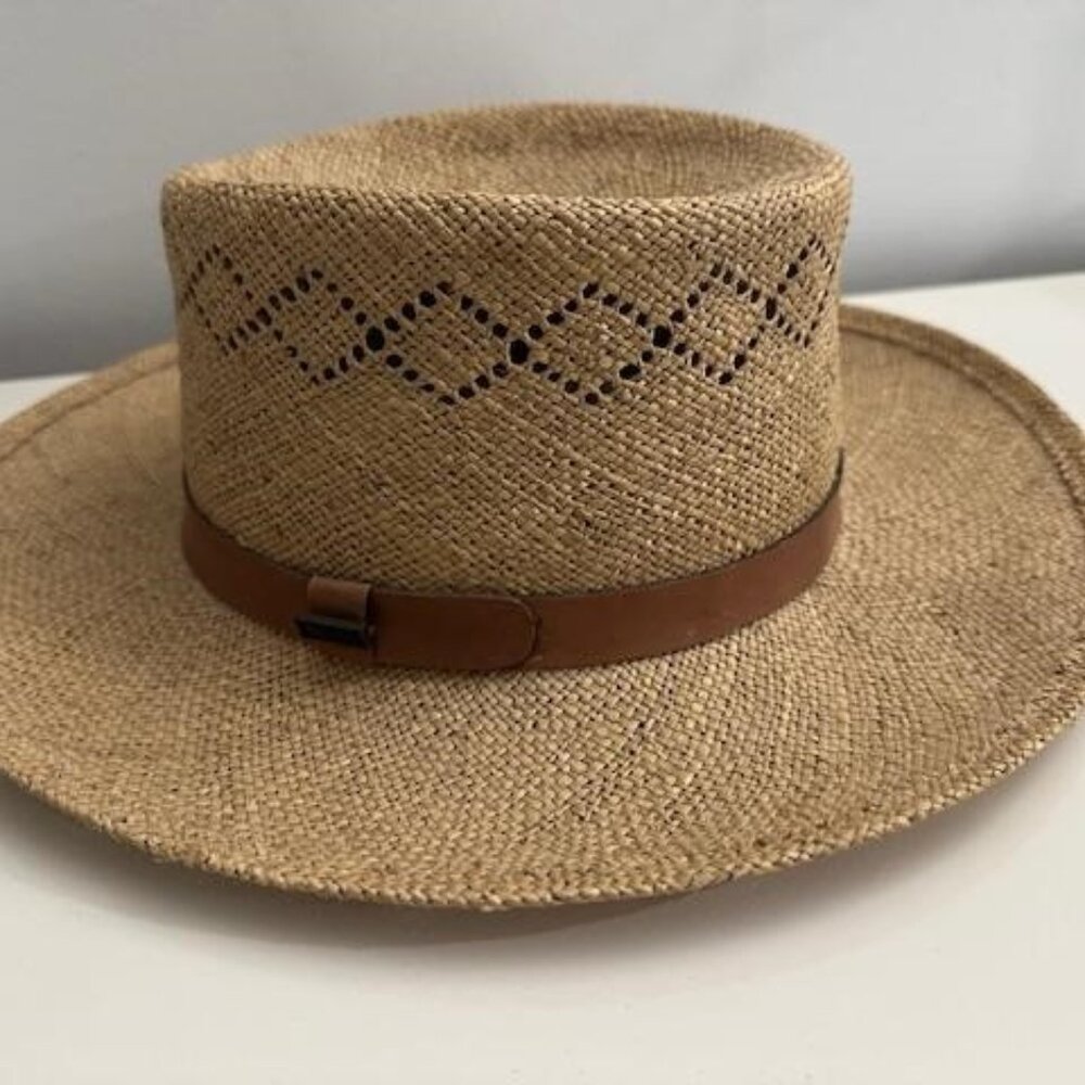Bailey of Hollywood DARNELL Woven Straw Hat ~ Light Vintage Panama Fedora Large